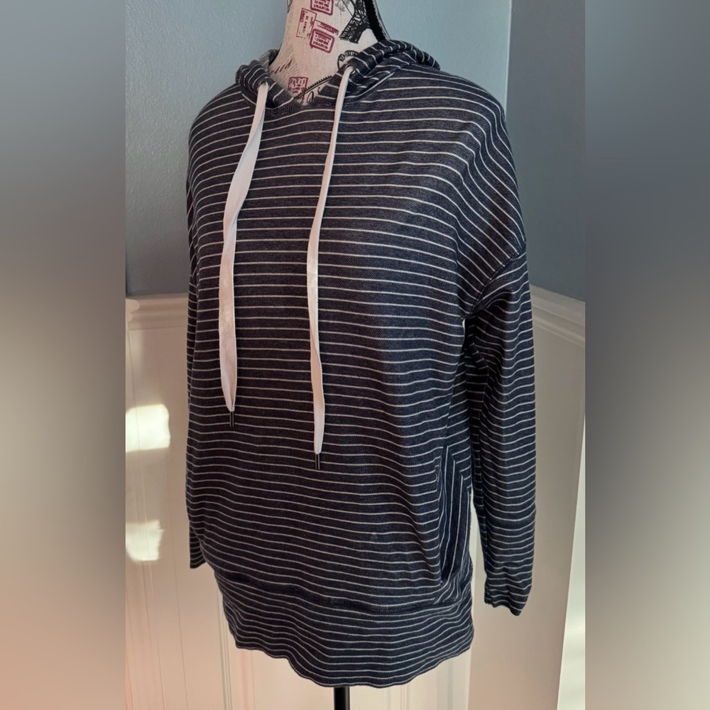 Banana Republic Navy and White Striped Hoodie